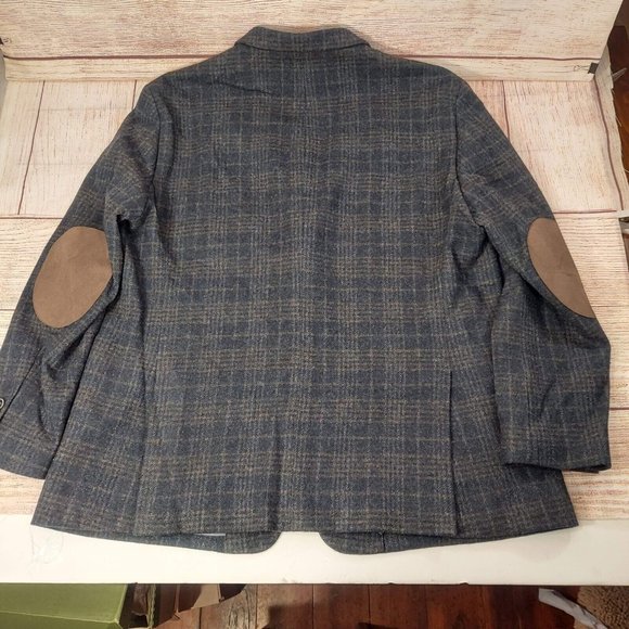 Joseph Abboud Men 100% Wool Blazer 2 Button Jacket Brown Sport Coat Elbow Patch - Picture 13 of 14